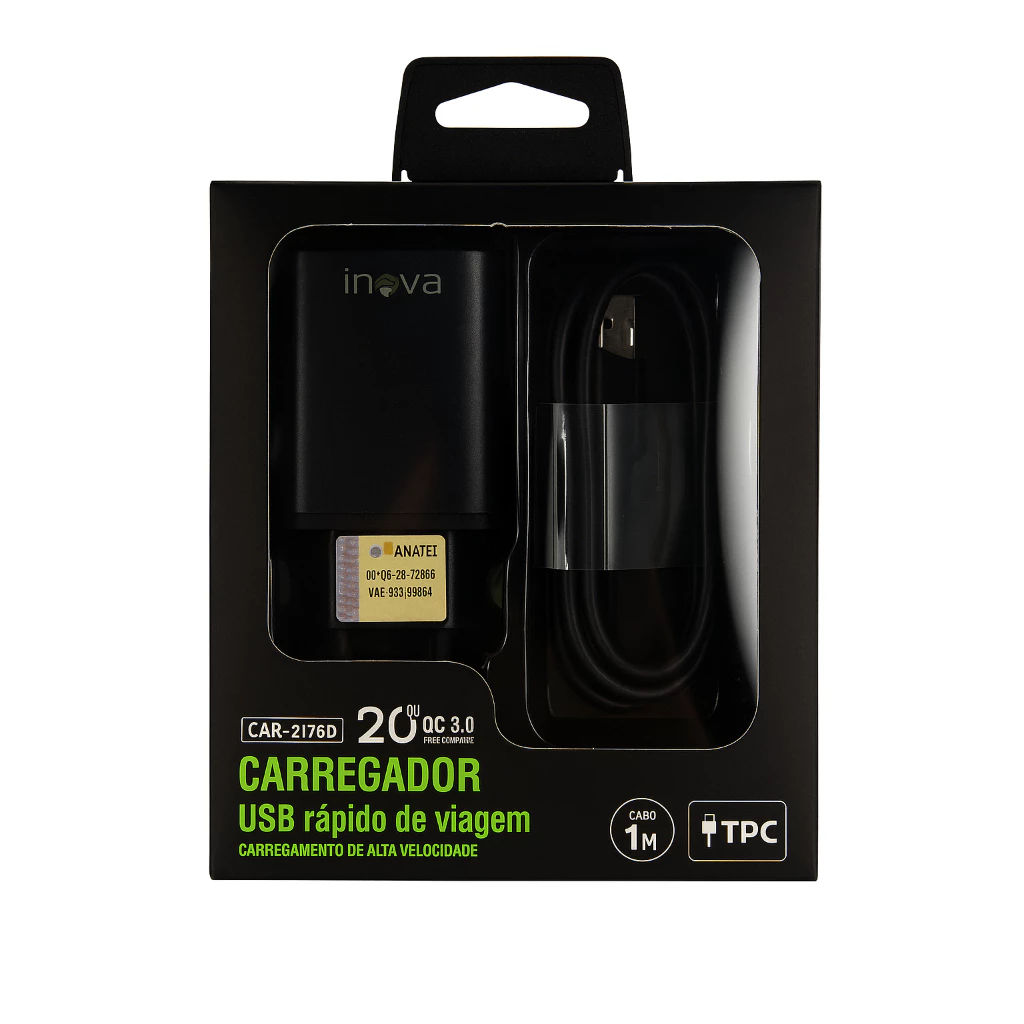 KIT CARREGADOR + CABO USB/V8 CAR-2176D