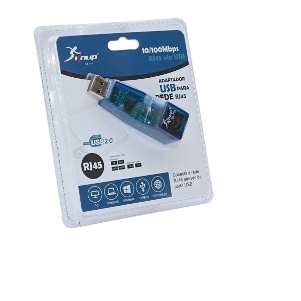 Adaptador de Rede Usb RJ45 Lan Ethernet 10/100 Mbps Knup - HB-T66