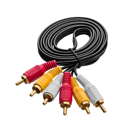 Kit 2 Cabo 3 Rca X 3 Rca Ecooda Áudio Vídeo 1,5m DVD Player EX1717