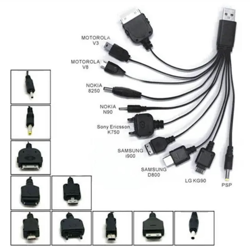 Cabo USB Universal Multi Carregador 10 Em 1 LE-9013P IT Blue Multi Entradas Carga