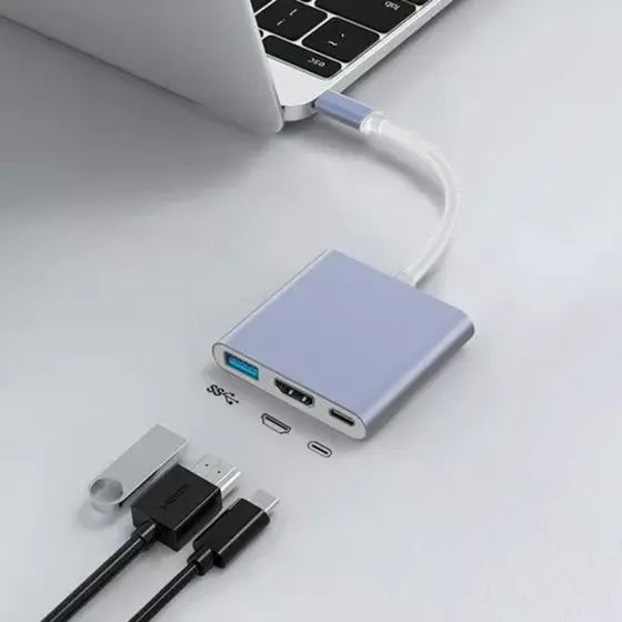 Adaptador com hdmi type-c usb 3 em 1 mtc7106
