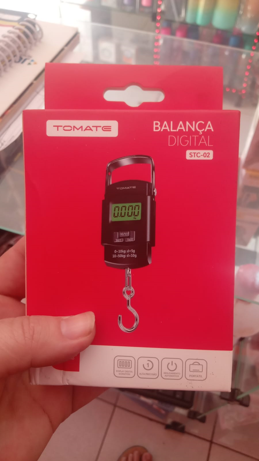 BALANÇA DIGITAL COM GANCHO TOMATE STC-02 BOLSAS PESCA