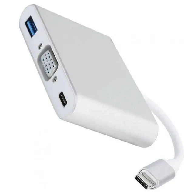 Adaptador Tipo-C 3 em 1 USB-C VGA LE-4119